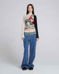 David Rappeneau Mesh Longsleeve - Beige Multi