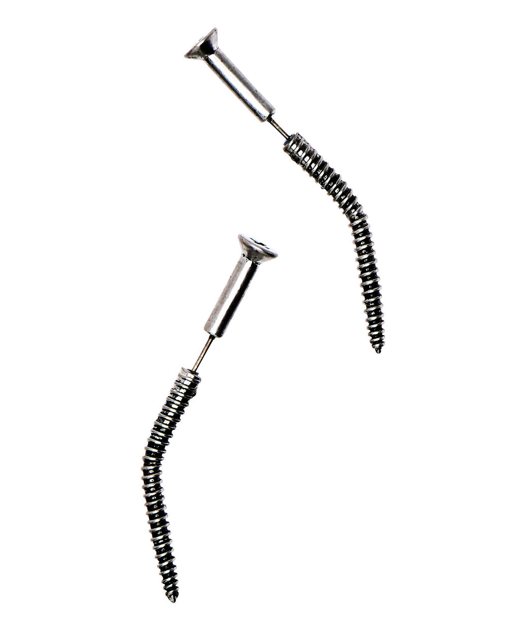 Screw Earrings - Aged Silver
