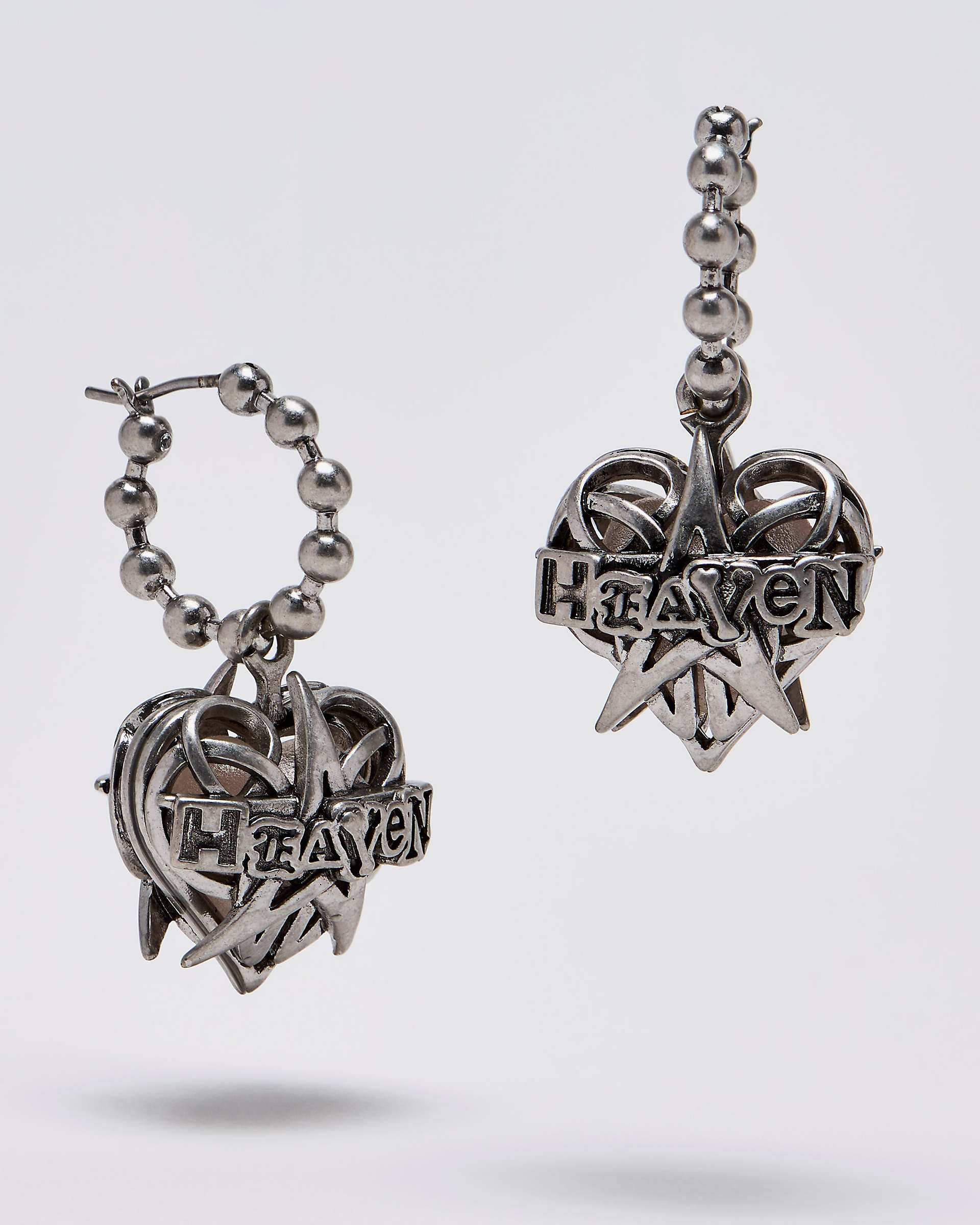 HEAVEN PENTAGRAM HOOPS - Aged Silver