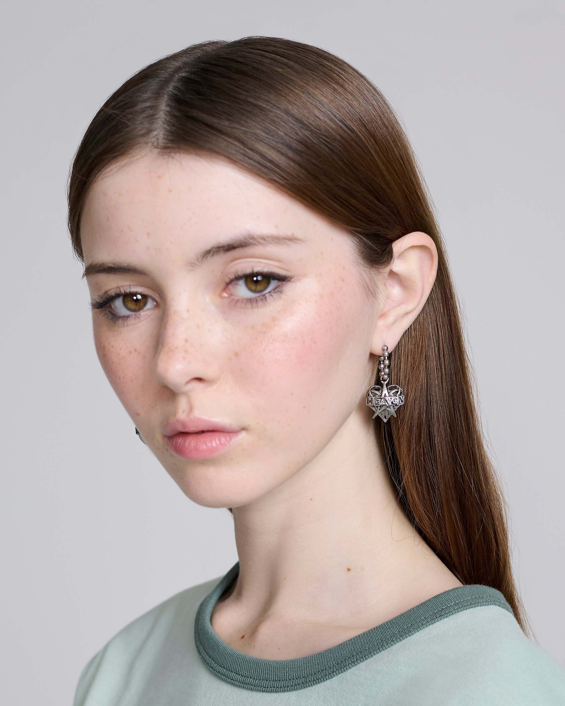 HEAVEN PENTAGRAM HOOPS - Aged Silver