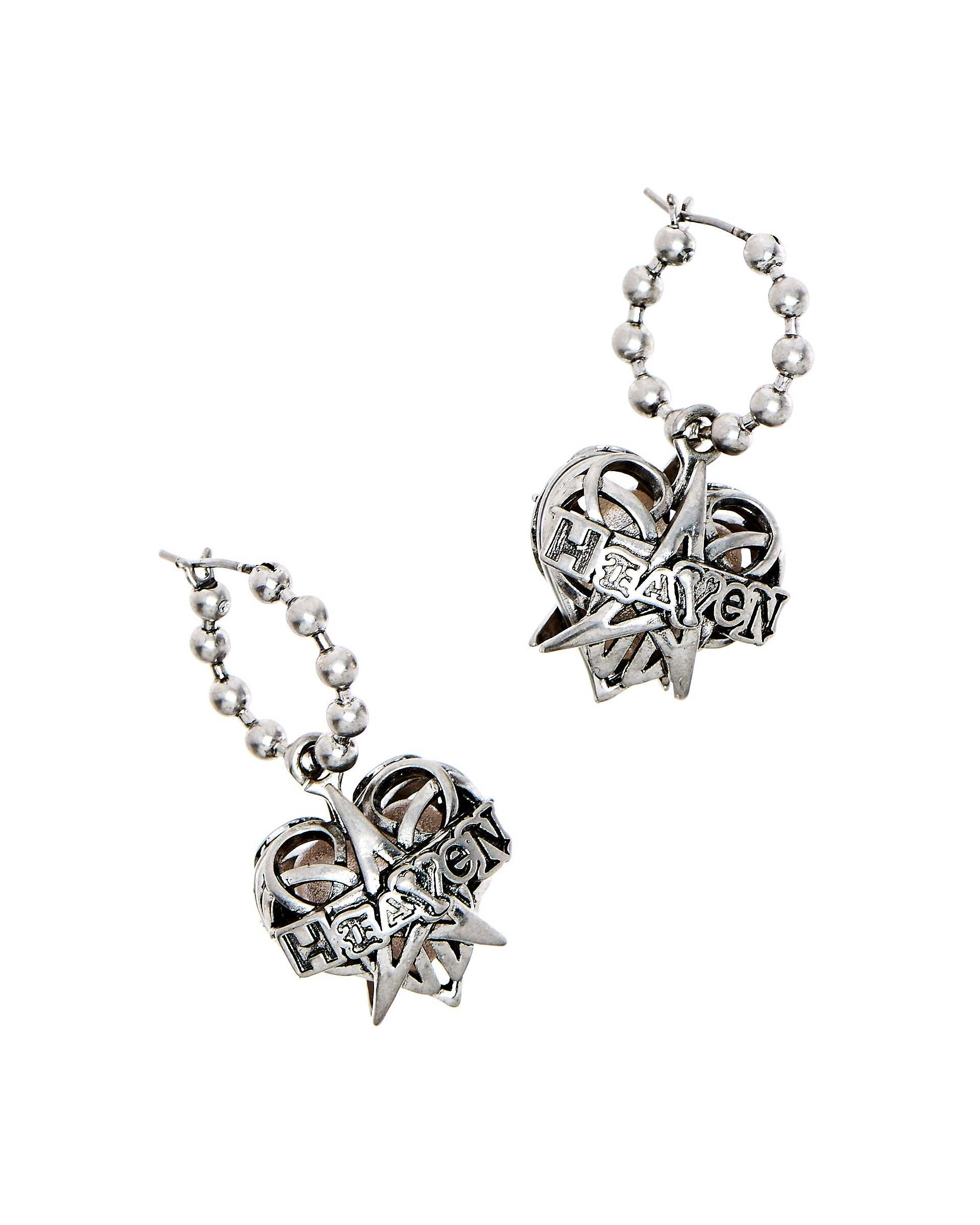HEAVEN PENTAGRAM HOOPS - Aged Silver