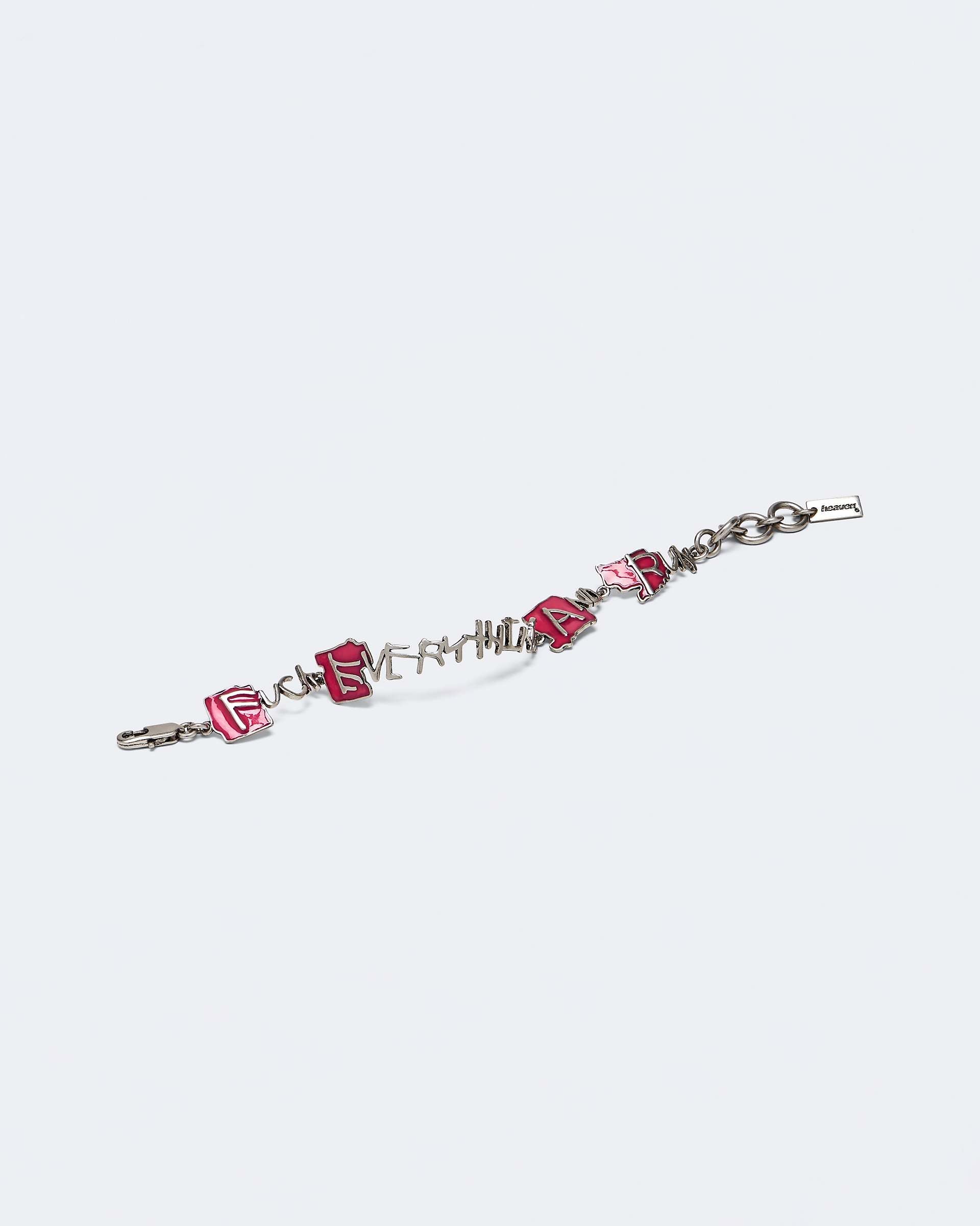 Fuck Everything Bracelet - Aged Silver/Pink