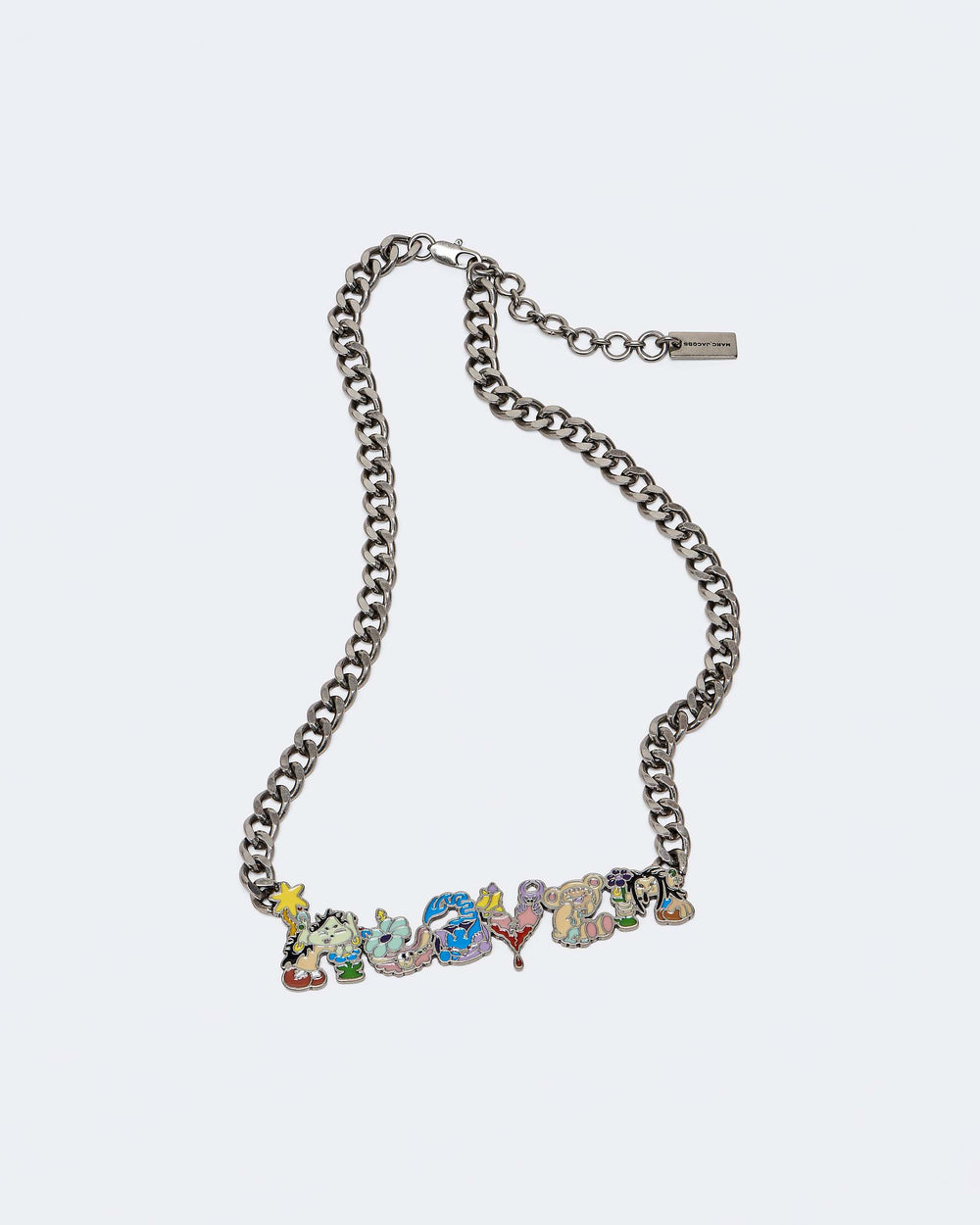 Characters Nameplate Necklace - Aged Silver Multi