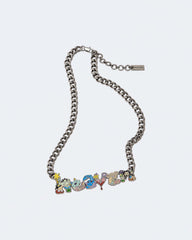 Characters Nameplate Necklace - Aged Silver Multi