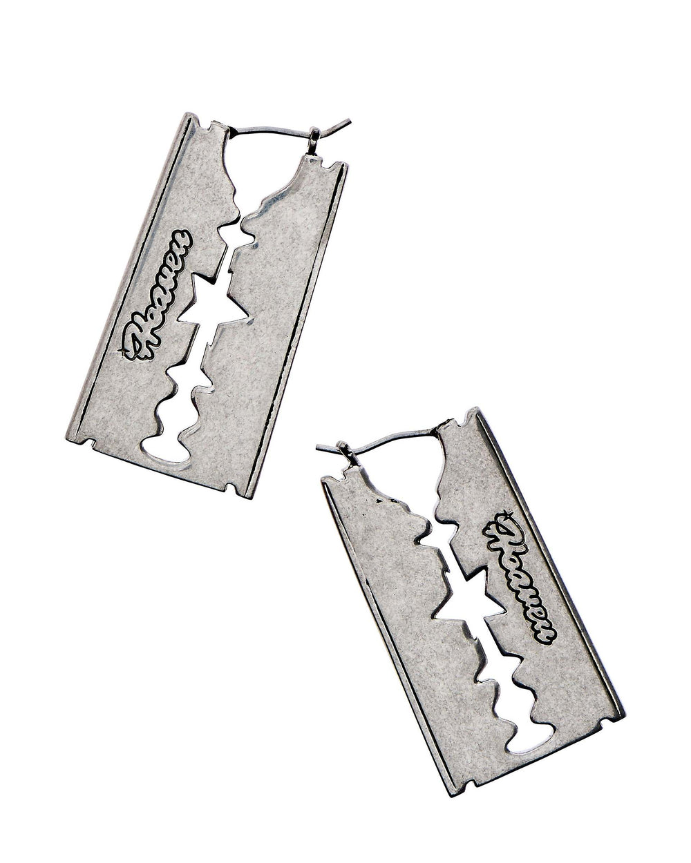 RAZOR BLADE EARRINGS - Aged Silver