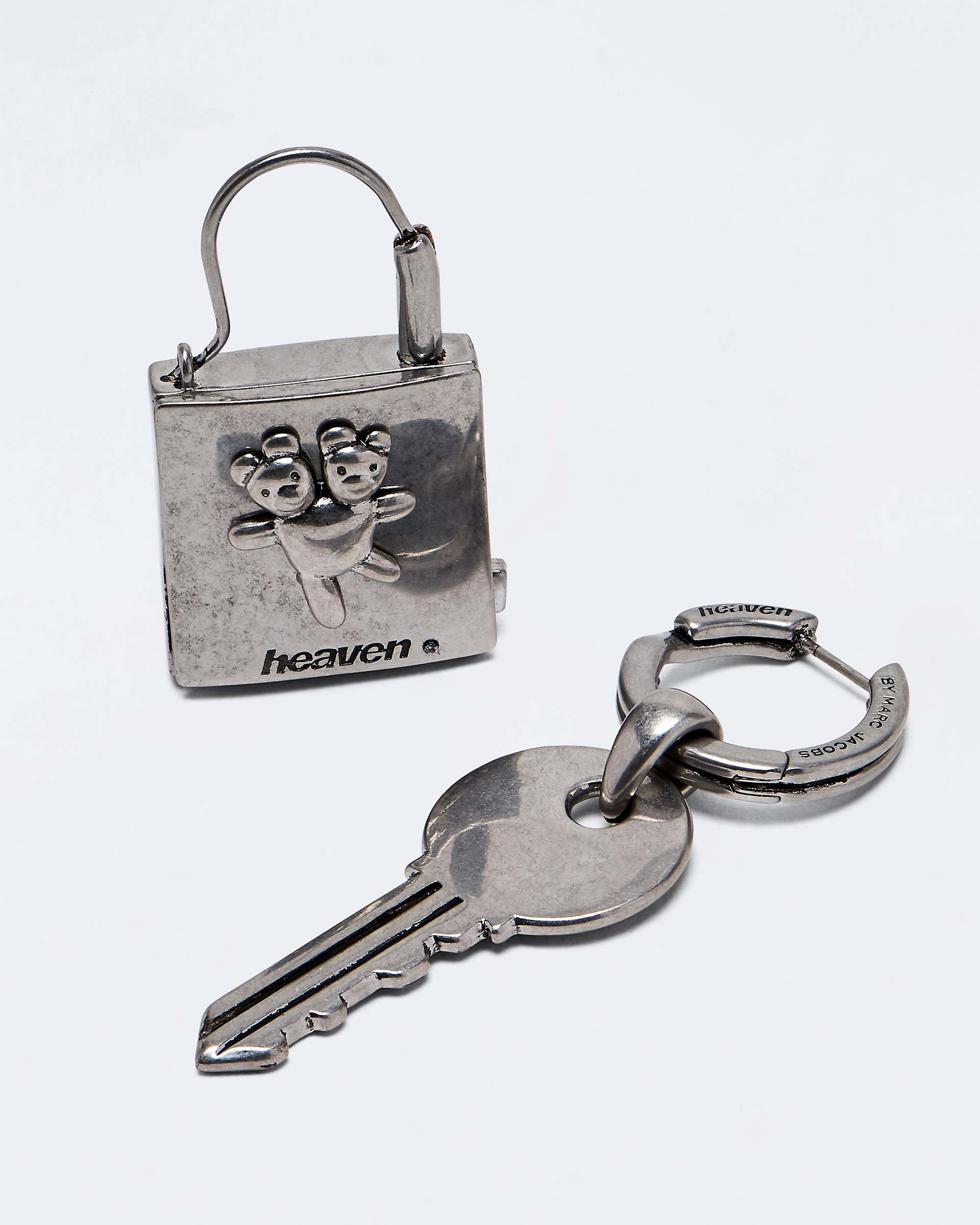 LOCK AND KEY EARRINGS - Aged Silver