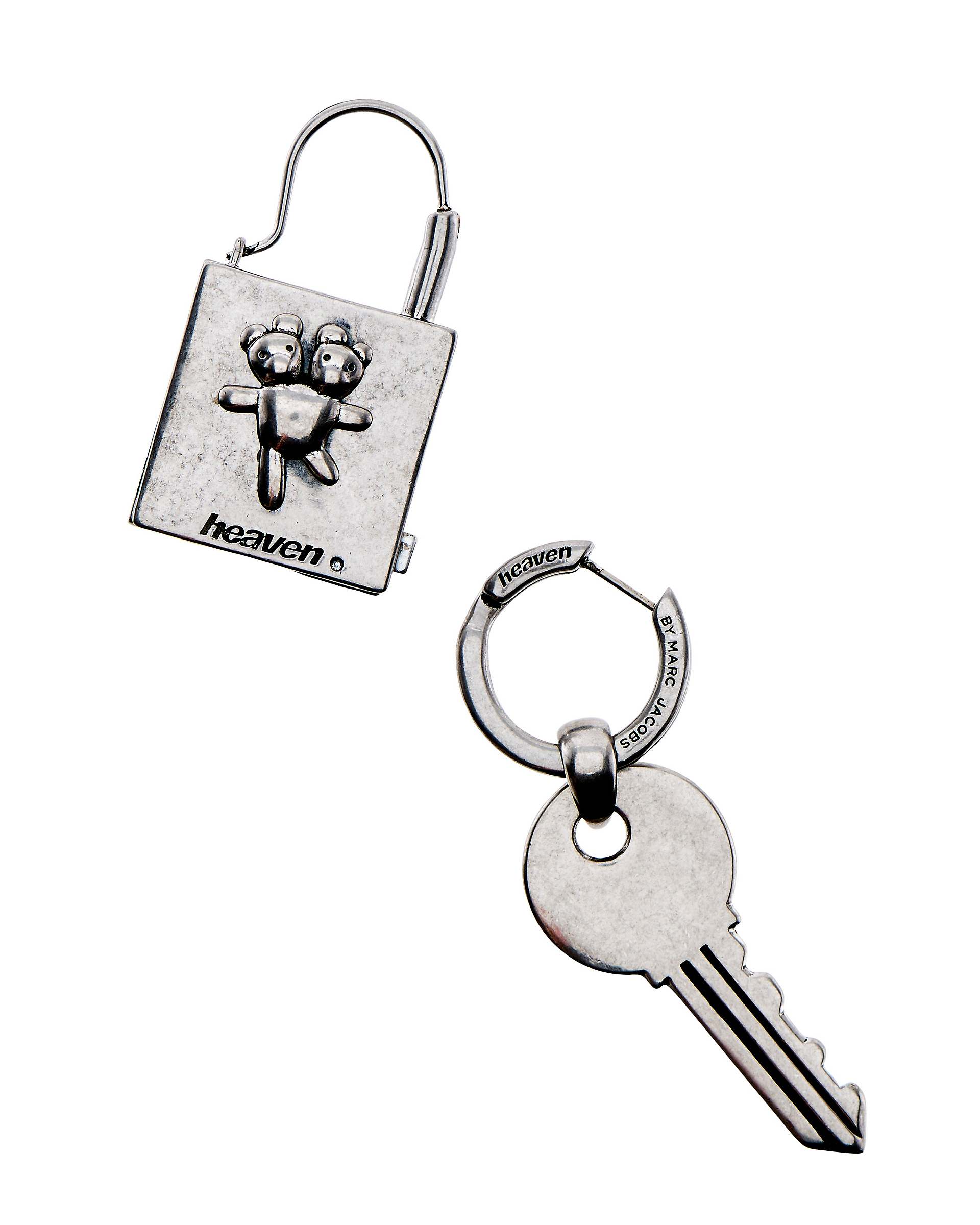 LOCK AND KEY EARRINGS - Aged Silver