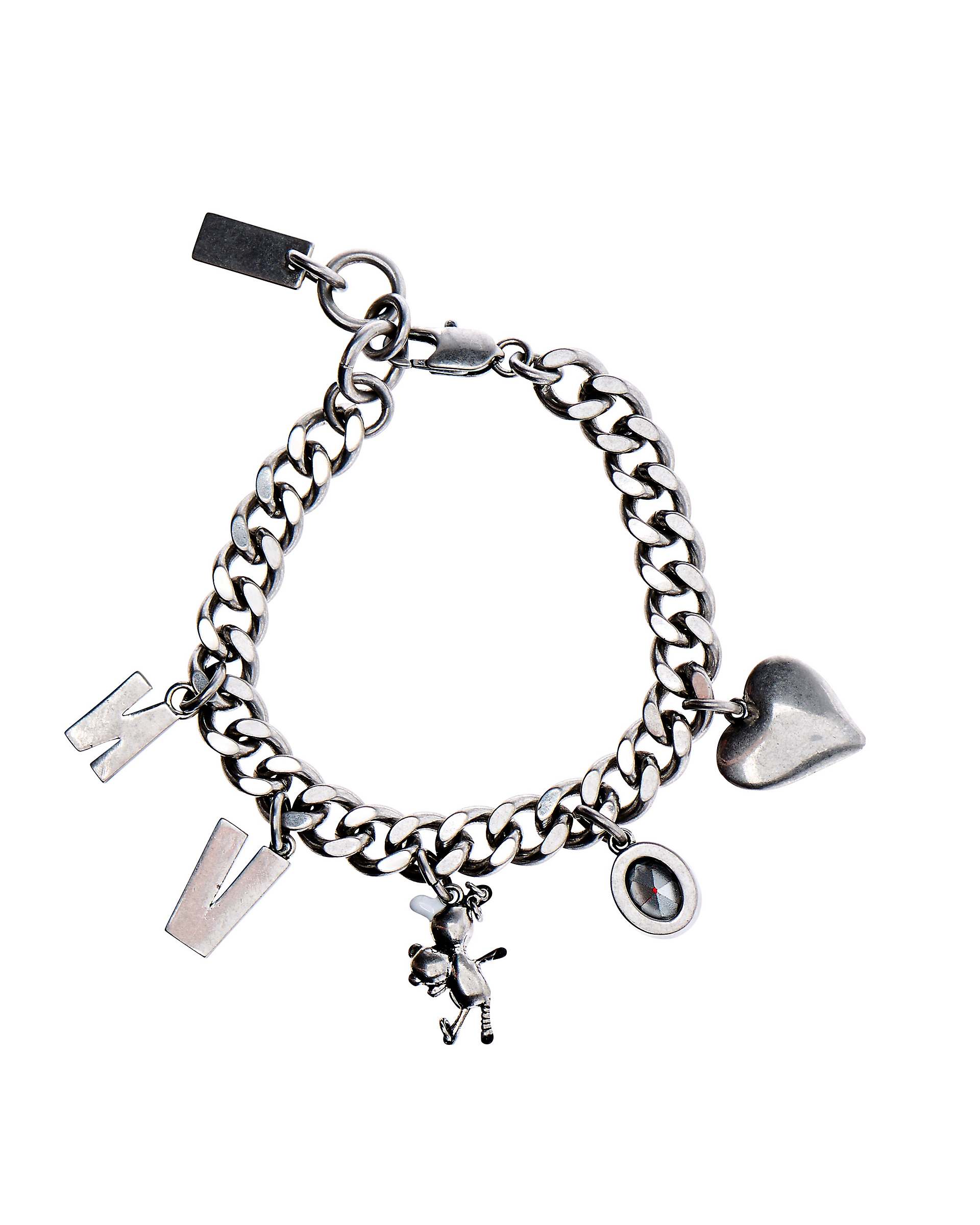 Teddy Charm Bracelet - Aged Silver