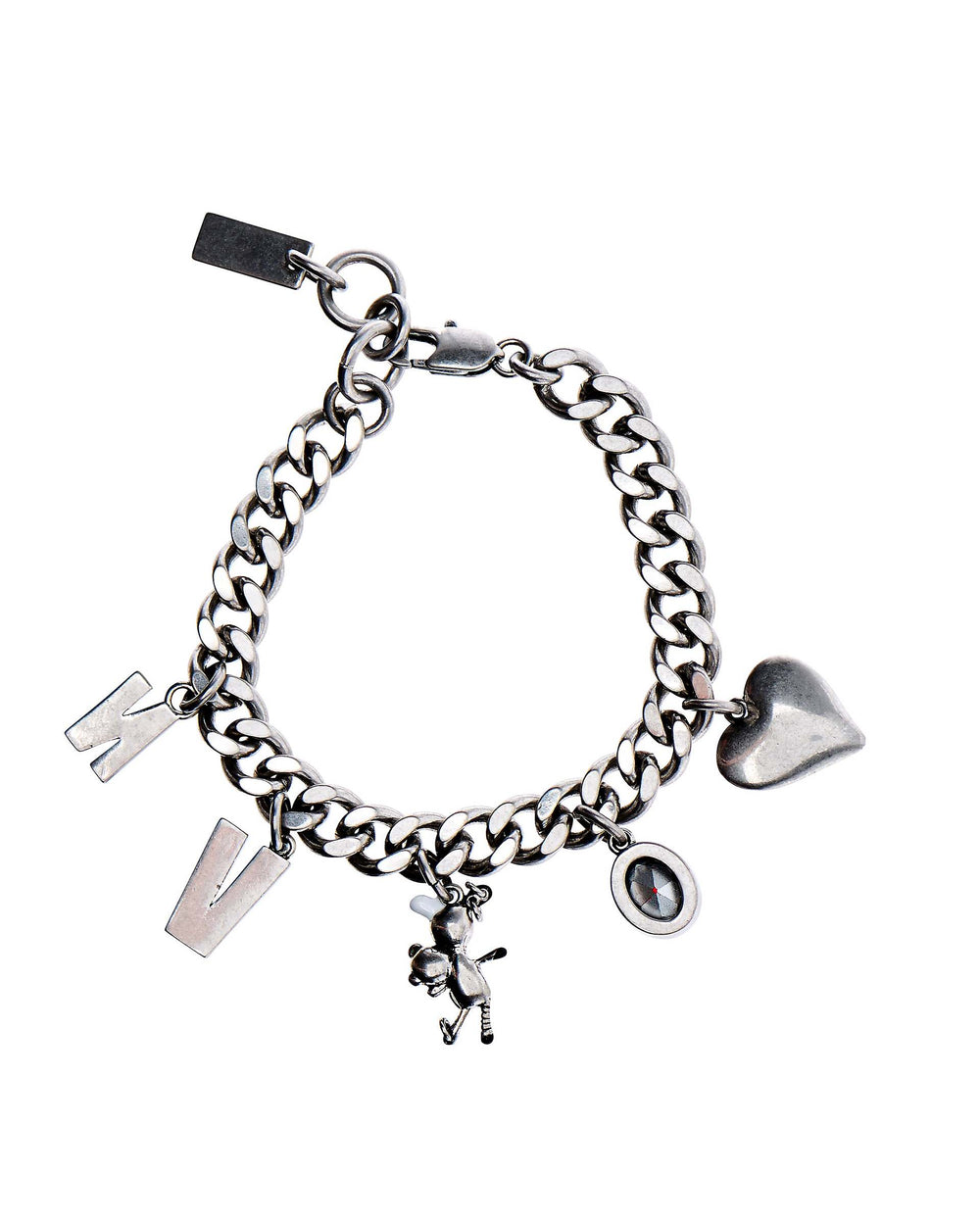 Teddy Charm Bracelet - Aged Silver