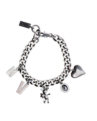 Teddy Charm Bracelet - Aged Silver