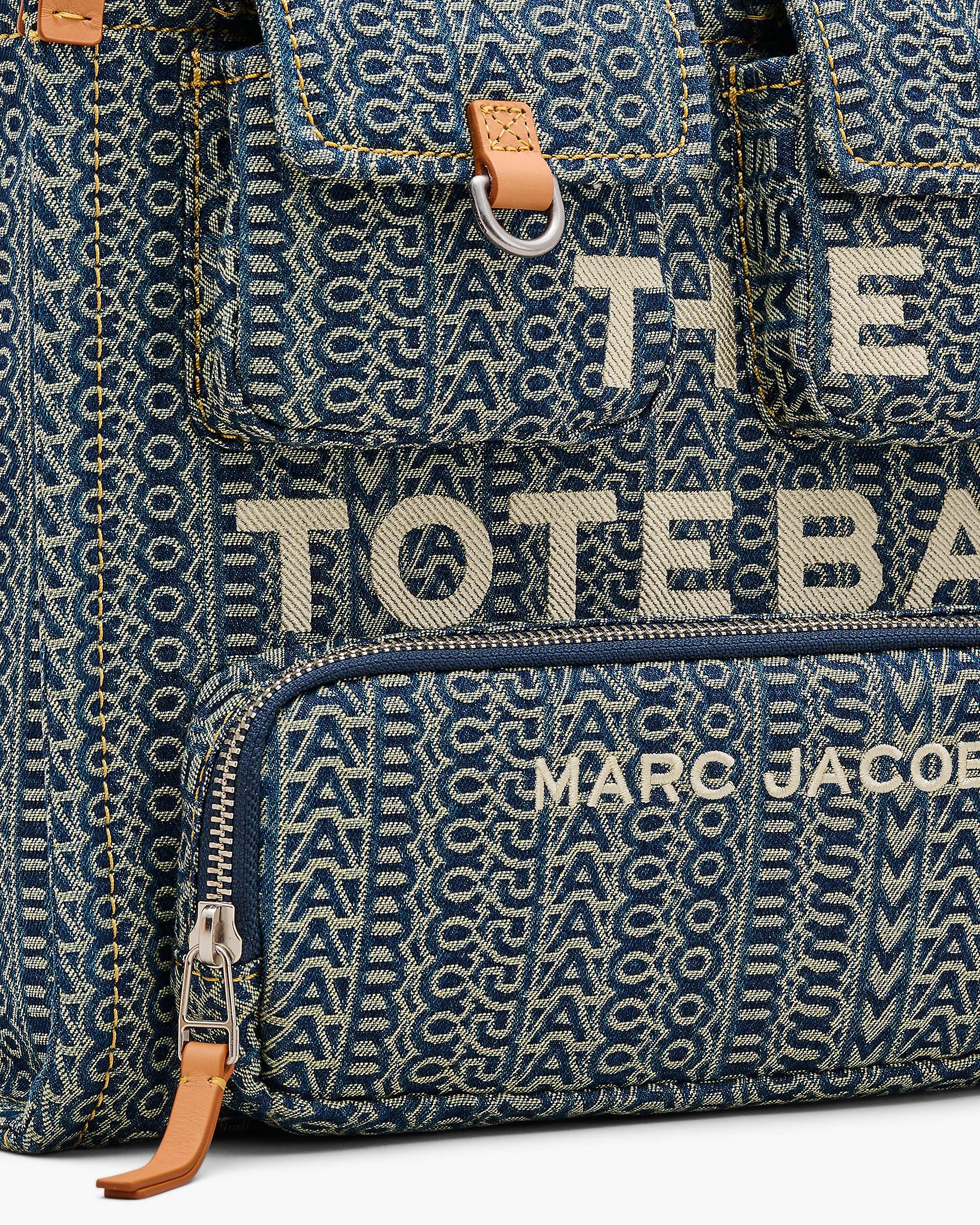 The Cargo Monogram Denim Medium Tote Bag - Sun Faded Denim