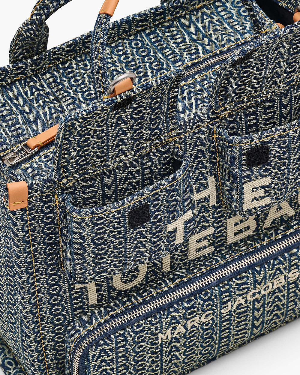 The Cargo Monogram Denim Medium Tote Bag - Sun Faded Denim