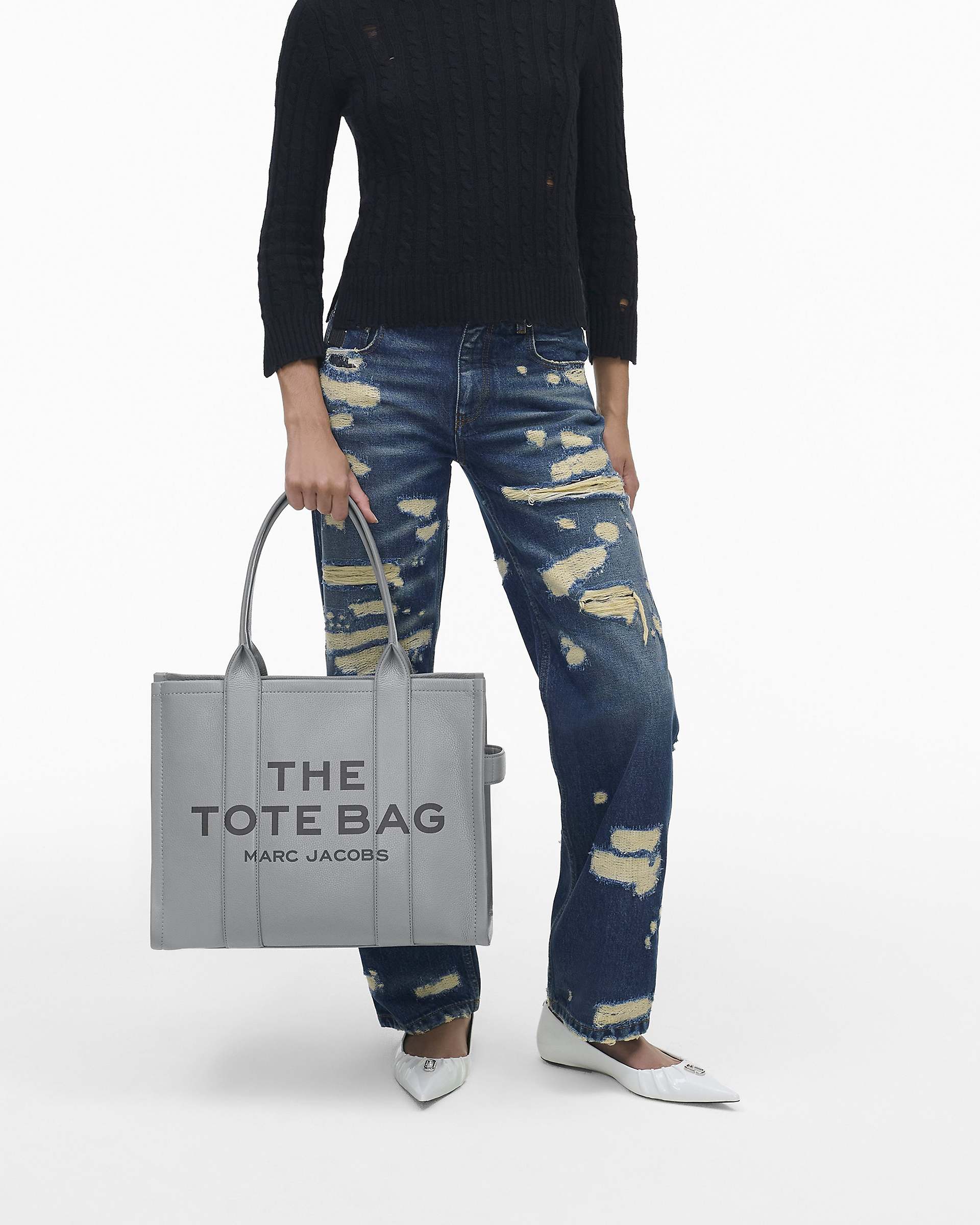 The Leather Large Tote Bag - Wolf Grey