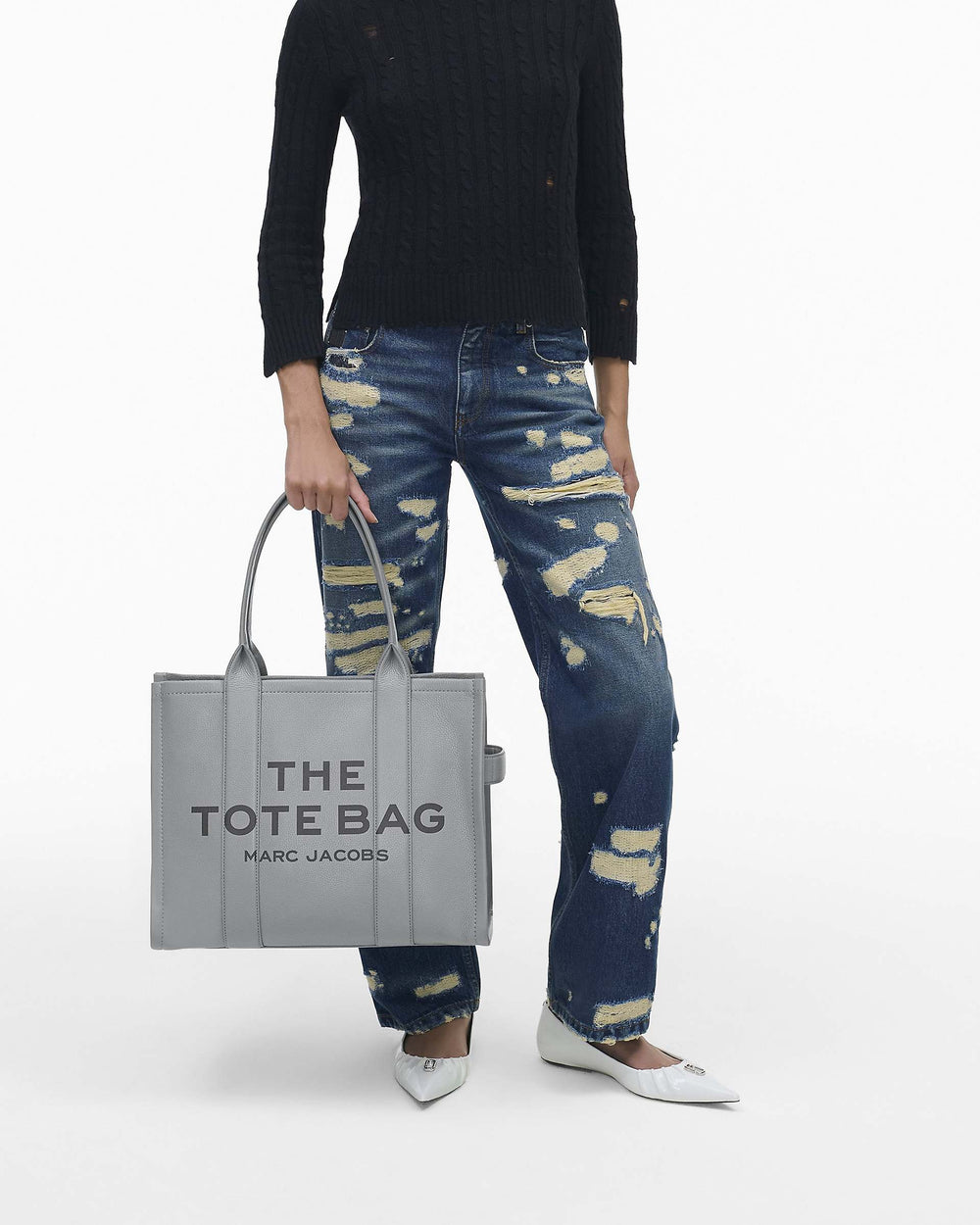 The Leather Large Tote Bag - Wolf Grey