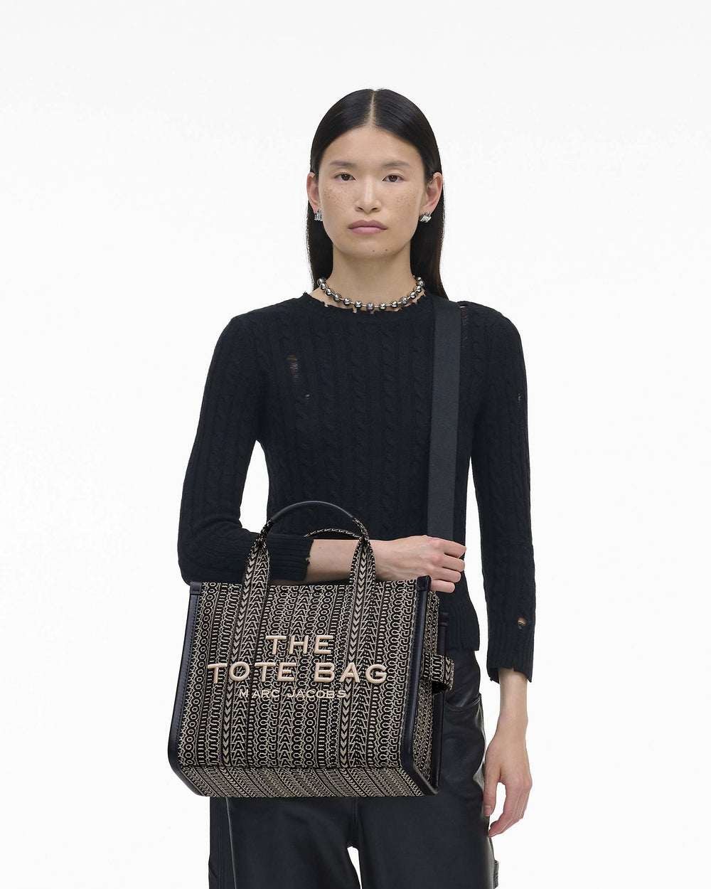 The Monogram Jacquard Medium Tote Bag - Beige Multi