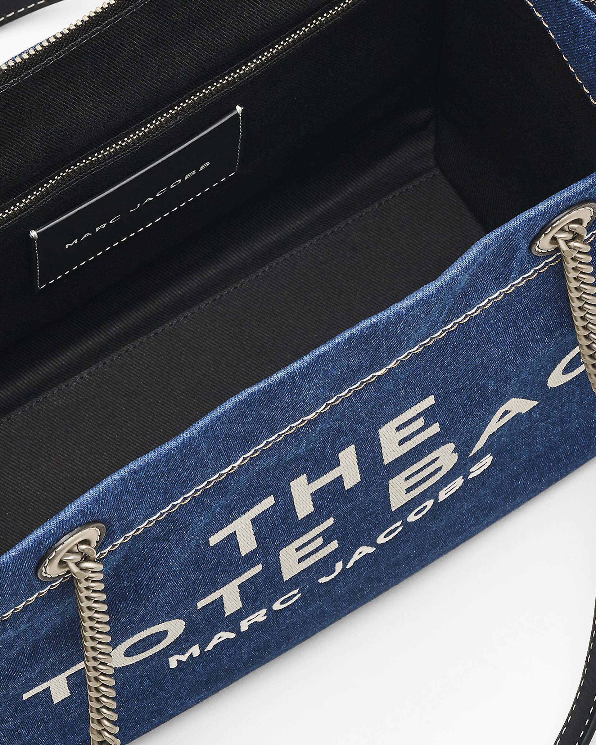 The Denim Chain Medium Tote Bag - Dark Wash