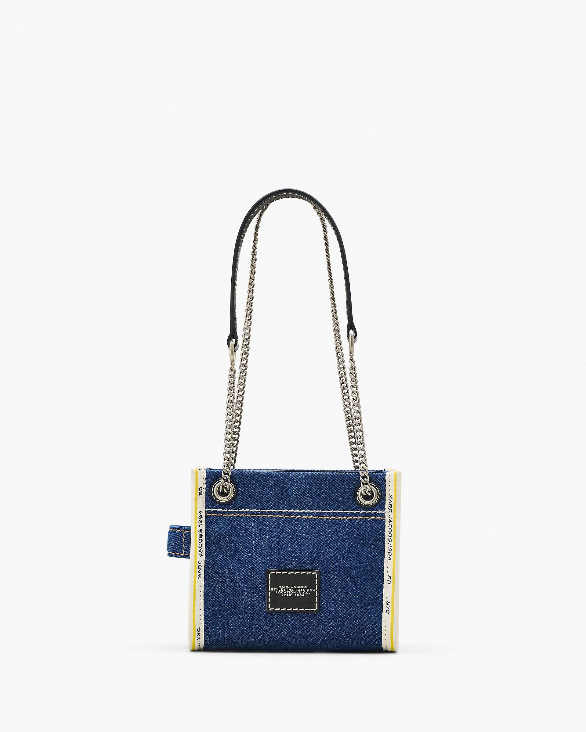 The Denim Chain Crossbody Tote Bag - Dark Wash