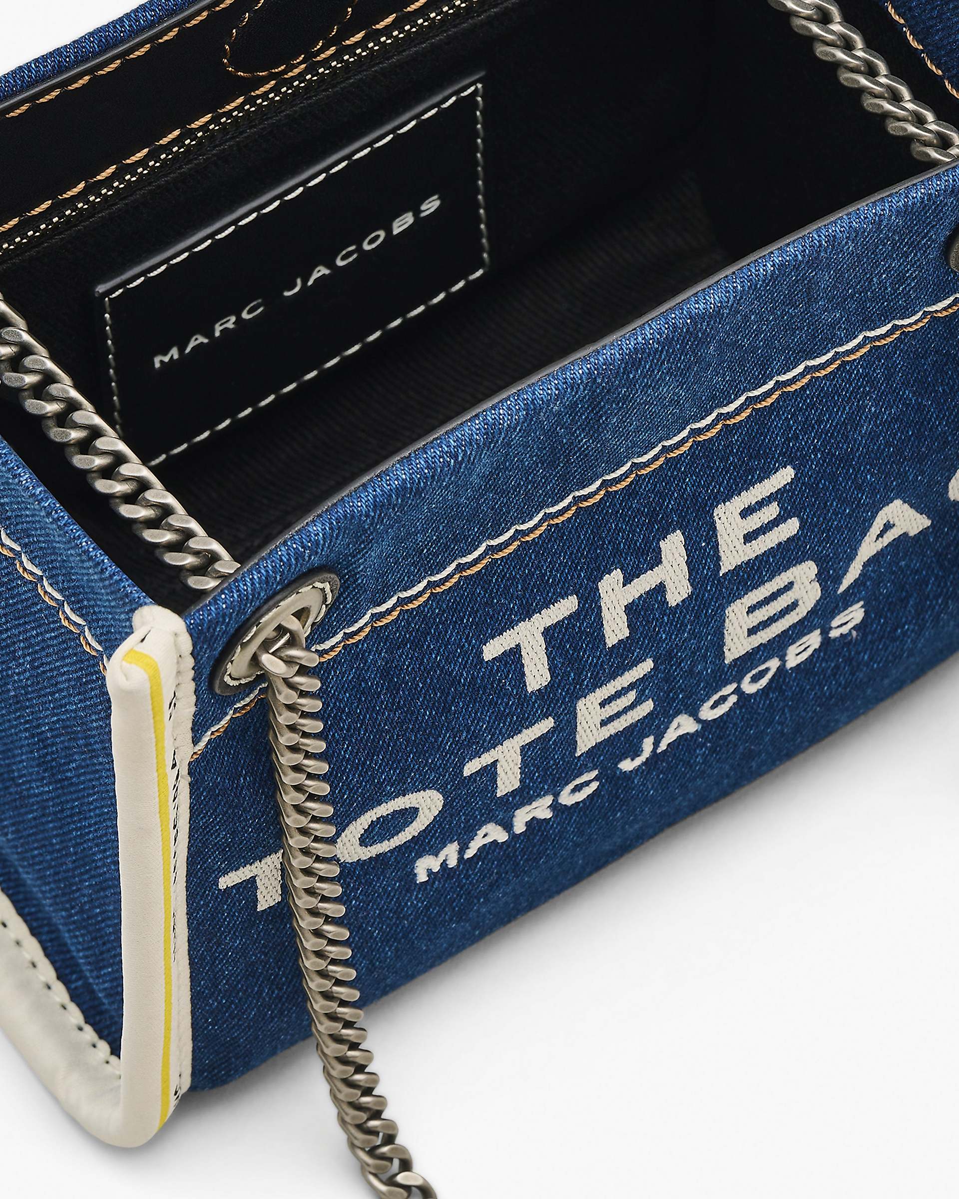 The Denim Chain Crossbody Tote Bag - Dark Wash
