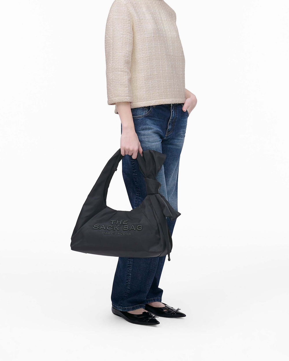 The Bow Nylon Sack Bag - Black|Black