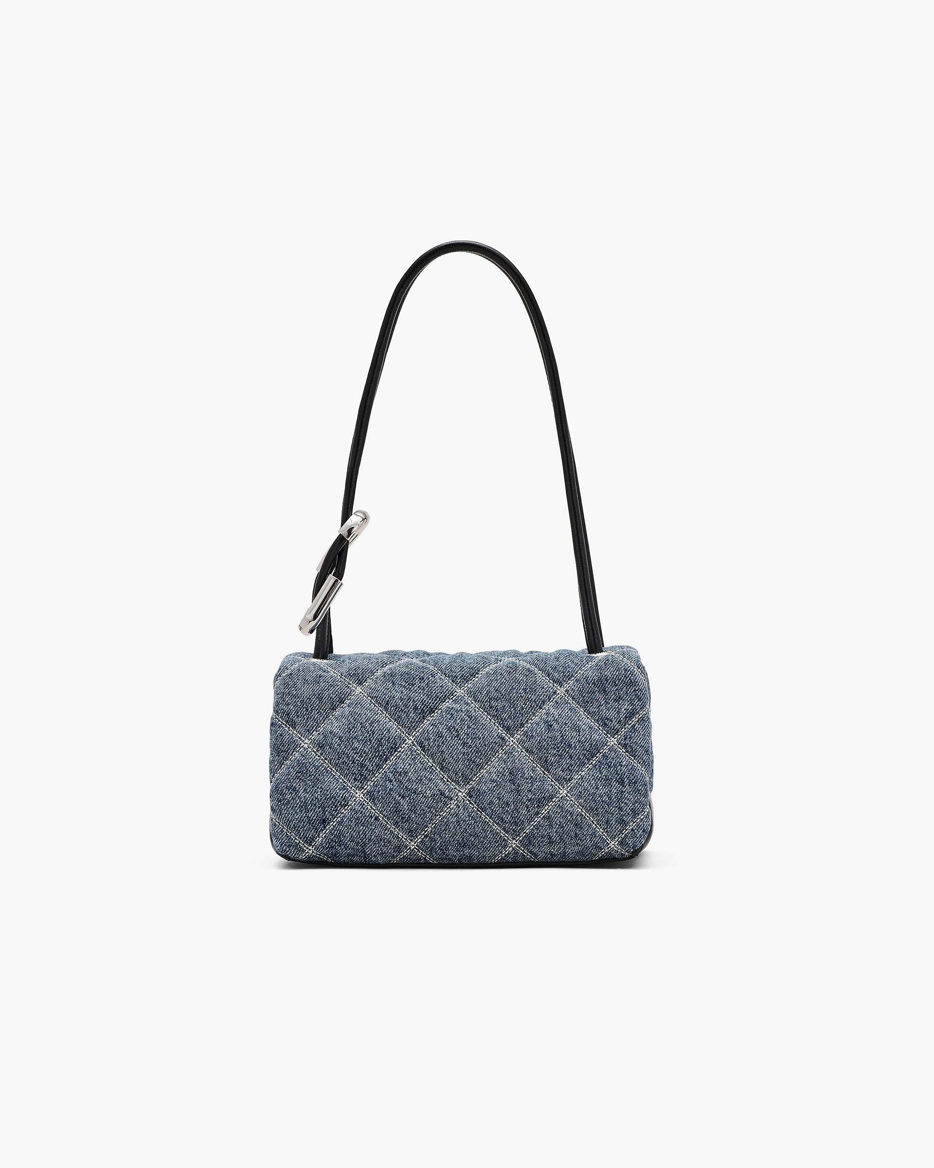 The Quilted Denim Mini Dual Shoulder Bag - Light Wash Indigo