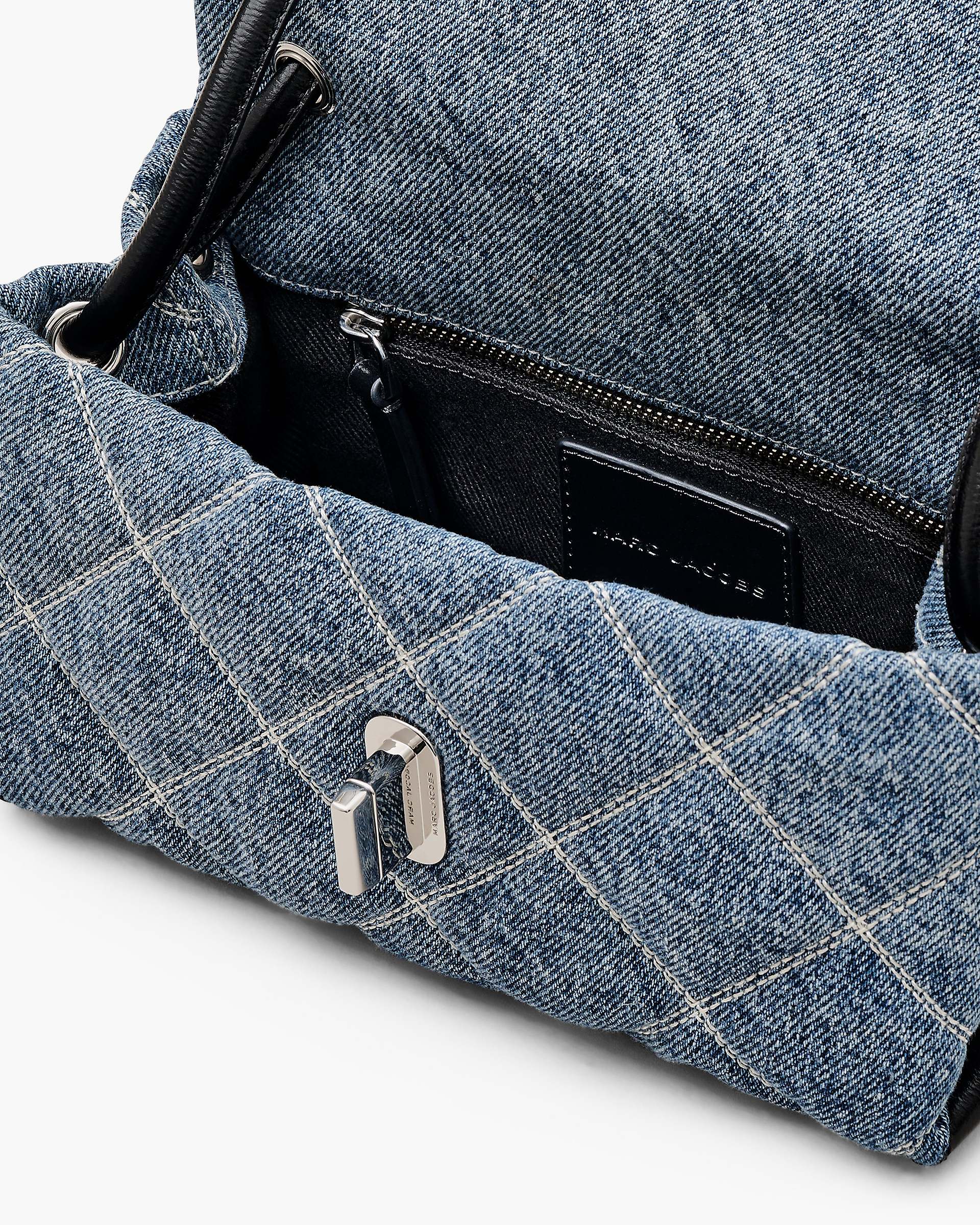 The Quilted Denim Mini Dual Shoulder Bag - Light Wash Indigo