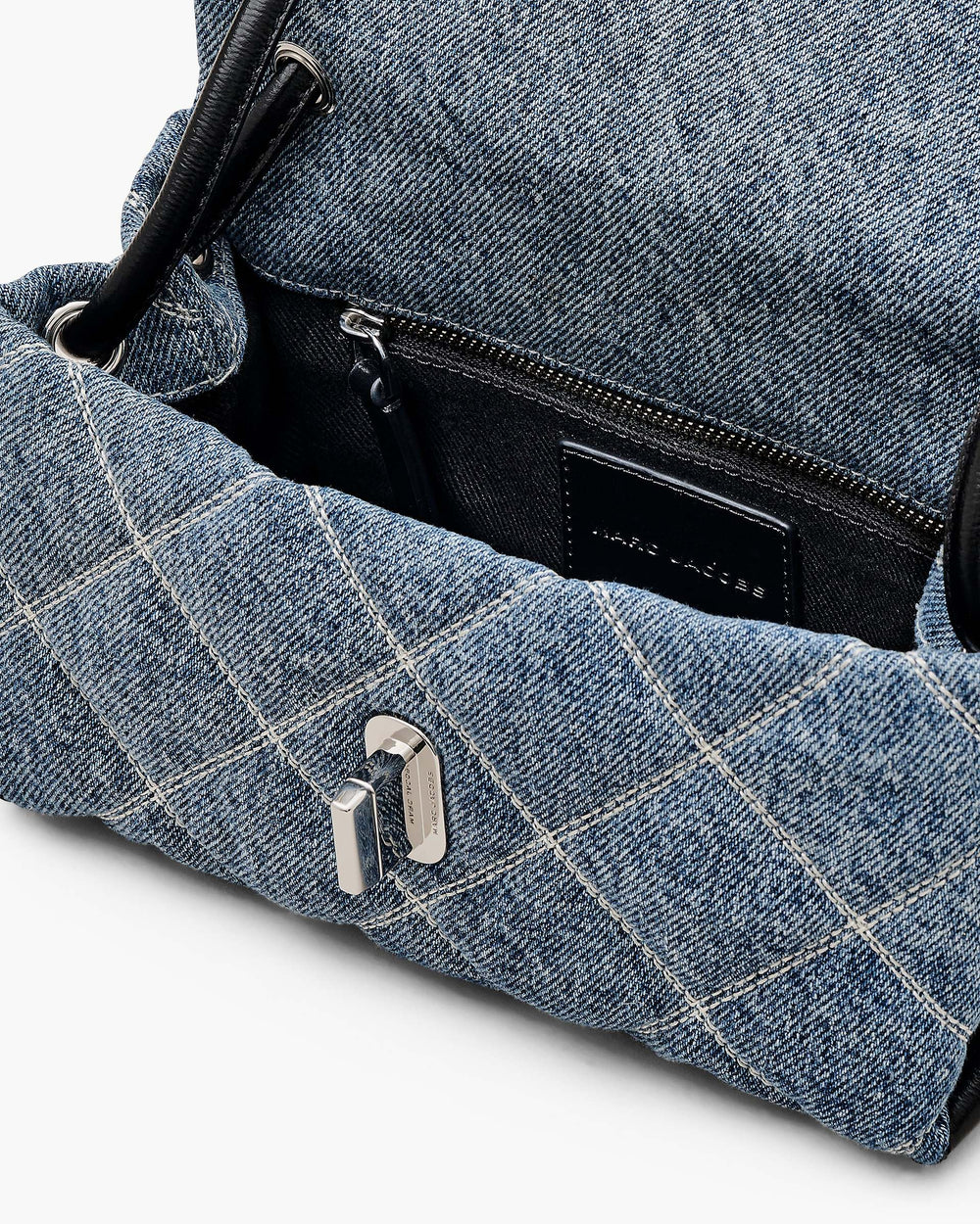 The Quilted Denim Mini Dual Shoulder Bag - Light Wash Indigo