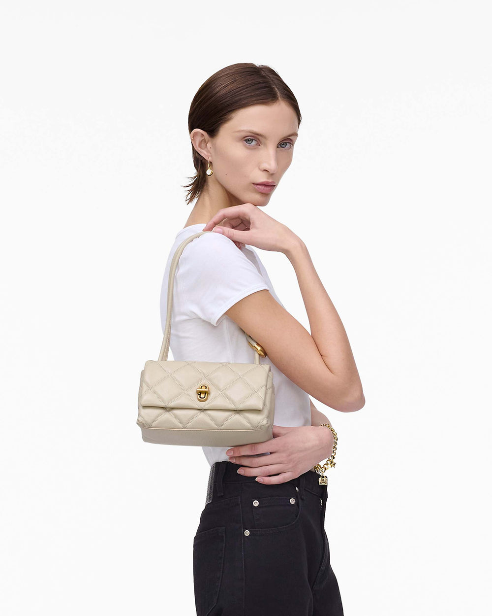 The Quilted Mini Dual Shoulder Bag - Cloud White|Cloud White