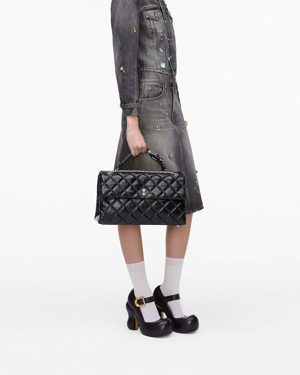 The Quilted XL Dual Convertible Shoulder Bag - Black