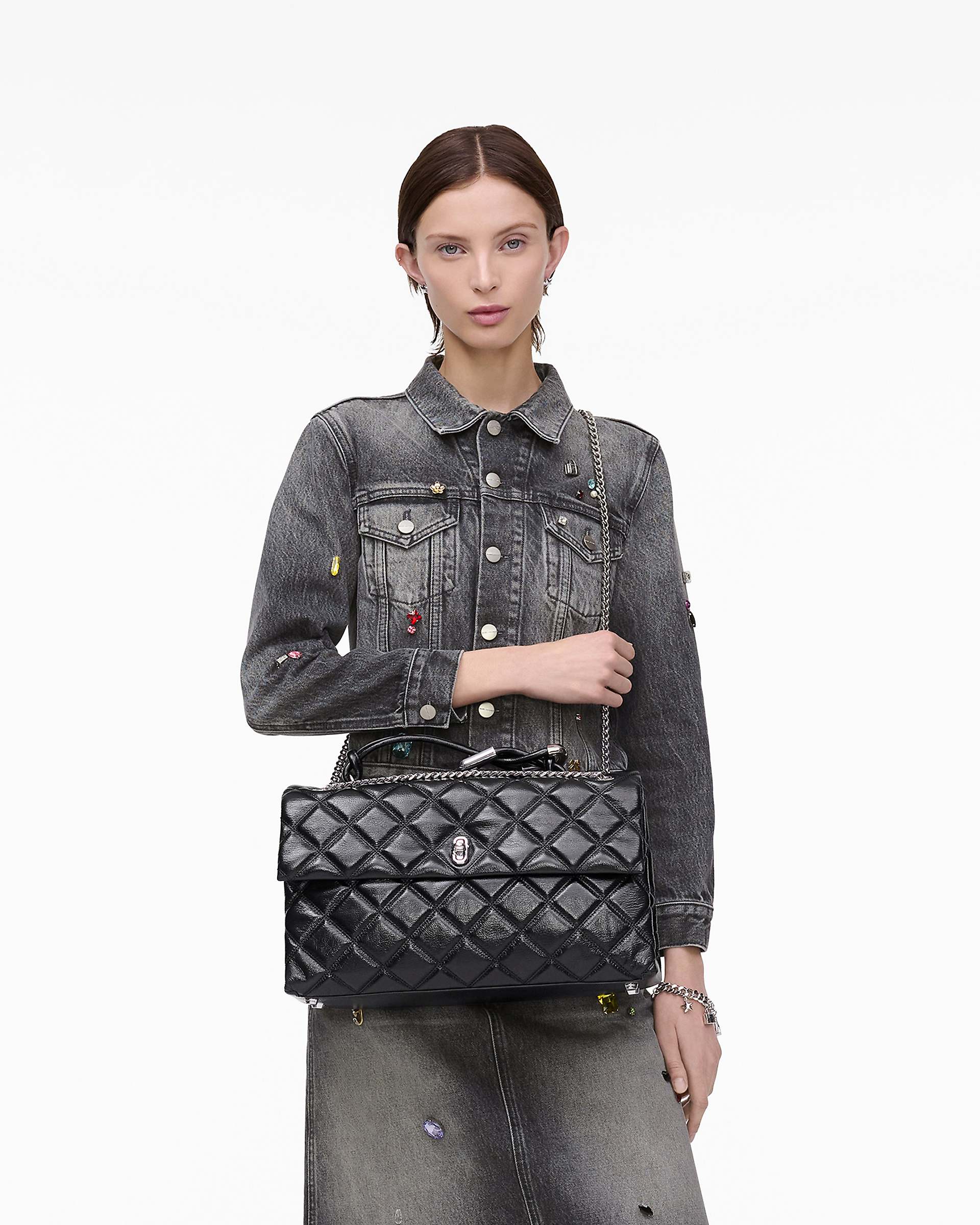 The Quilted XL Dual Convertible Shoulder Bag - Black