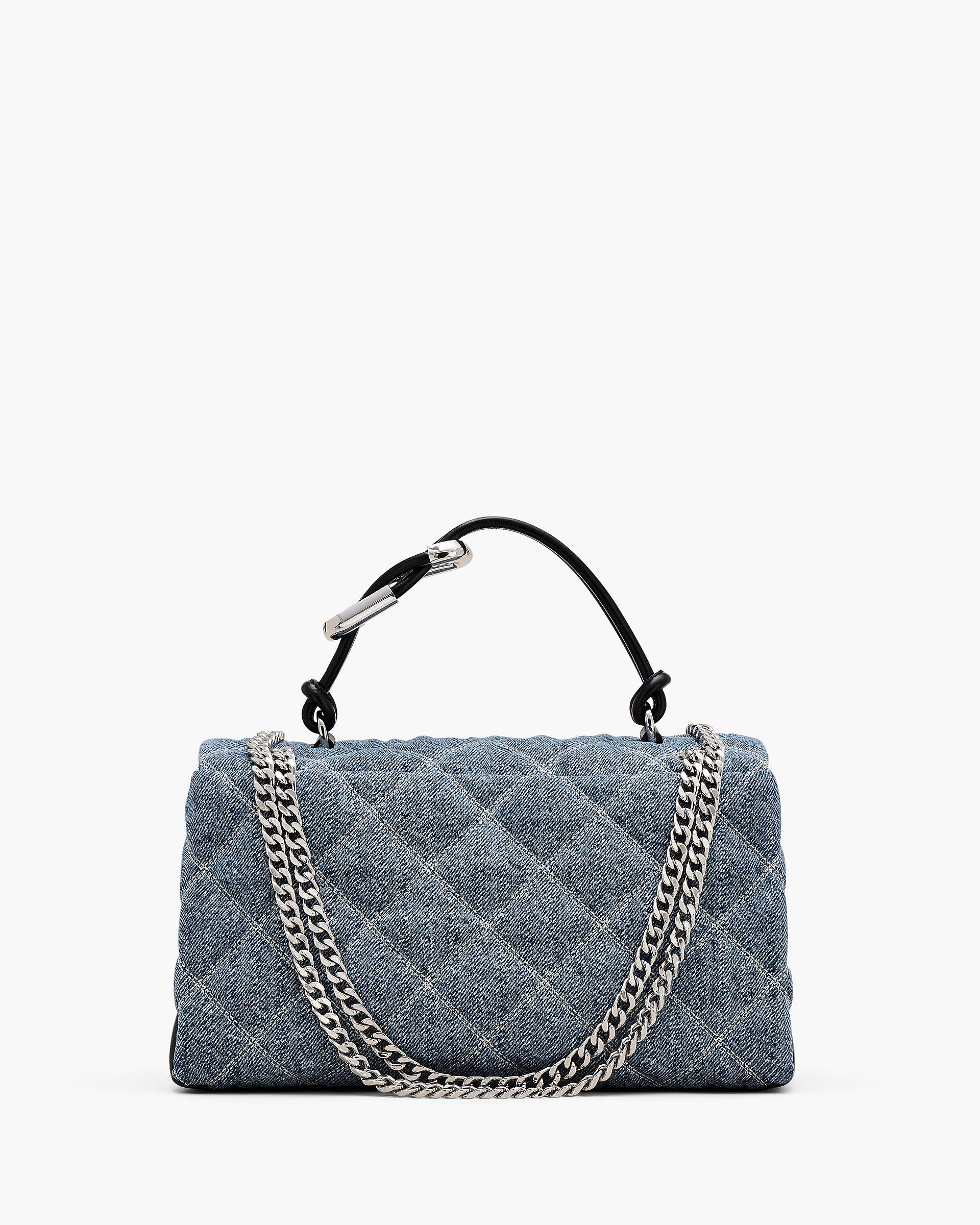 The Quilted Denim Dual Chain Shoulder Bag - Light Wash Indigo