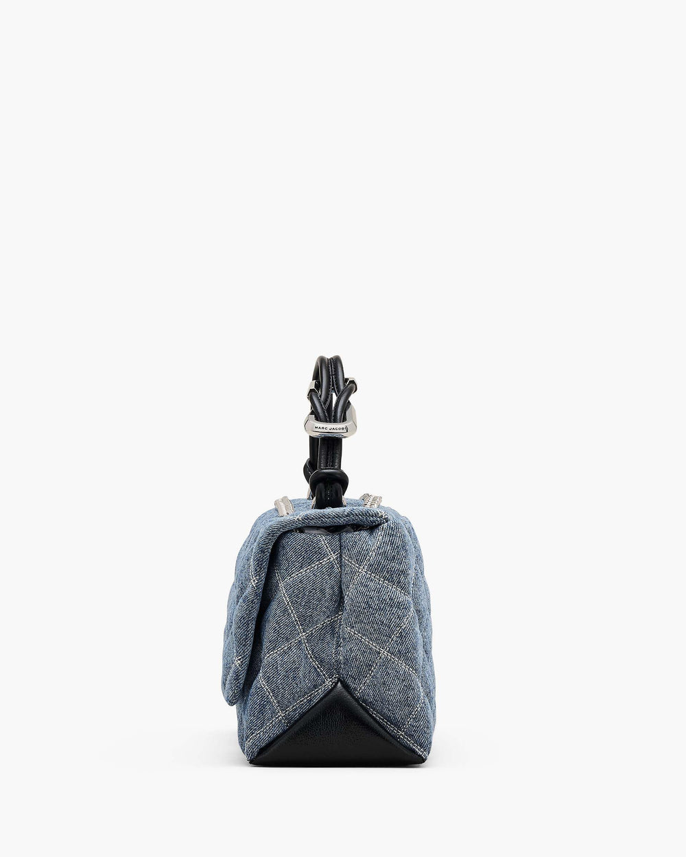 The Quilted Denim Dual Chain Shoulder Bag - Light Wash Indigo