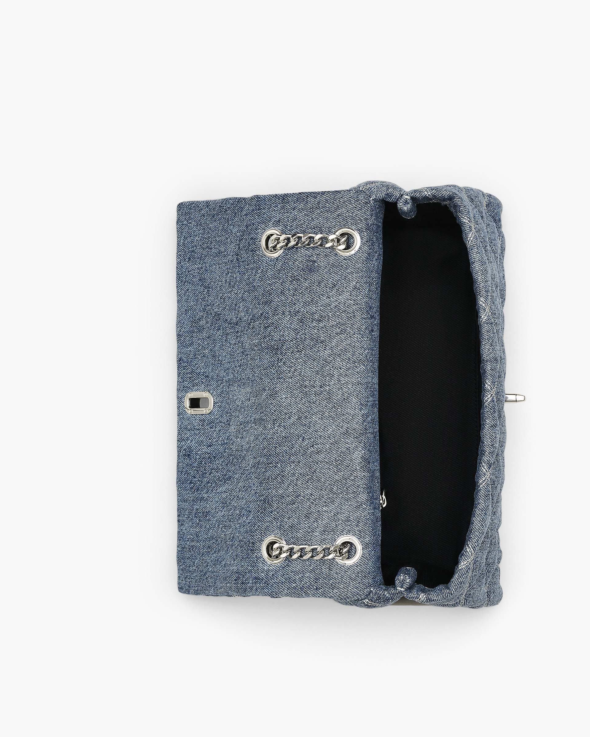 The Quilted Denim Dual Chain Shoulder Bag - Light Wash Indigo
