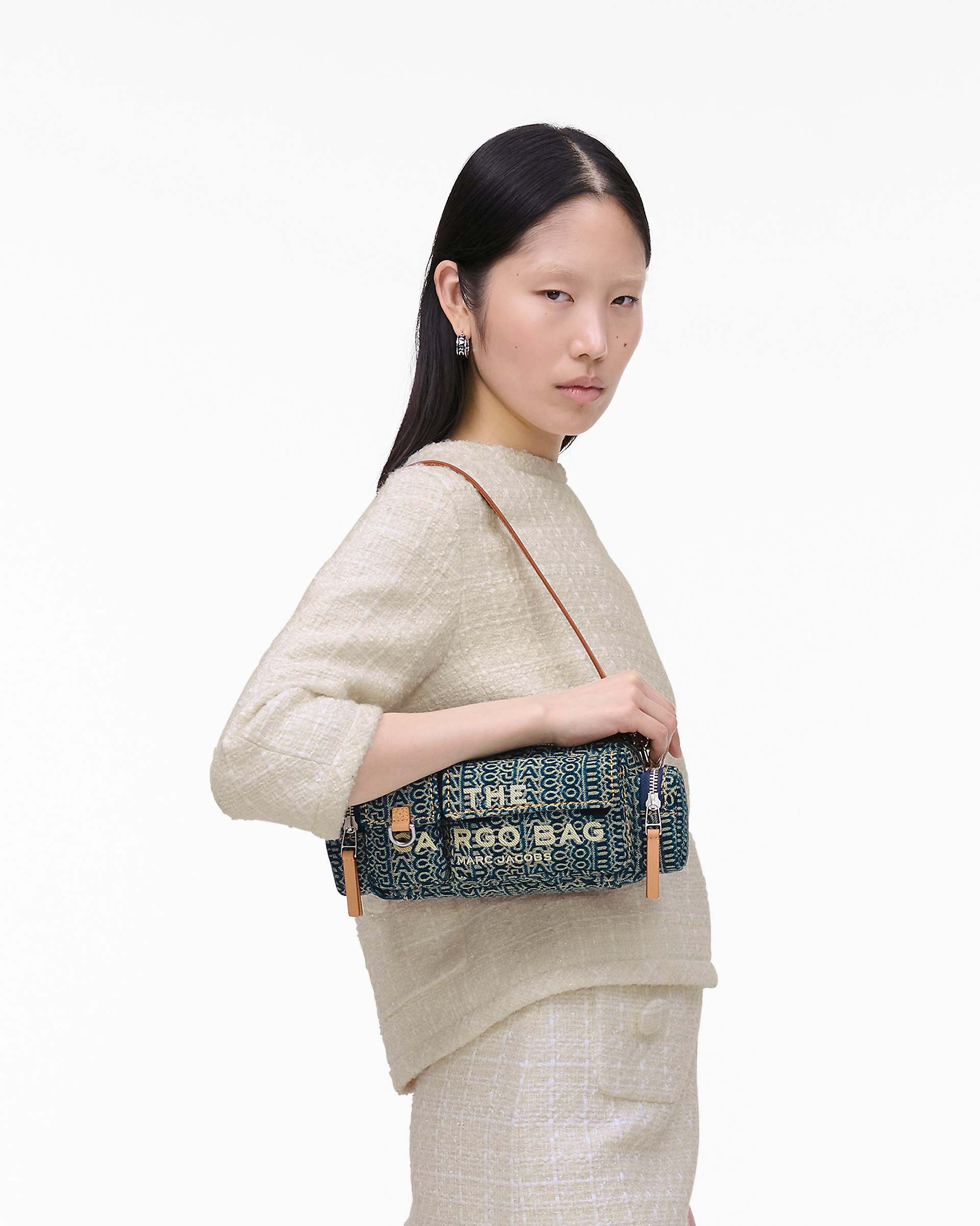 The Cargo Monogram Denim Shoulder Bag - Sun Faded Denim