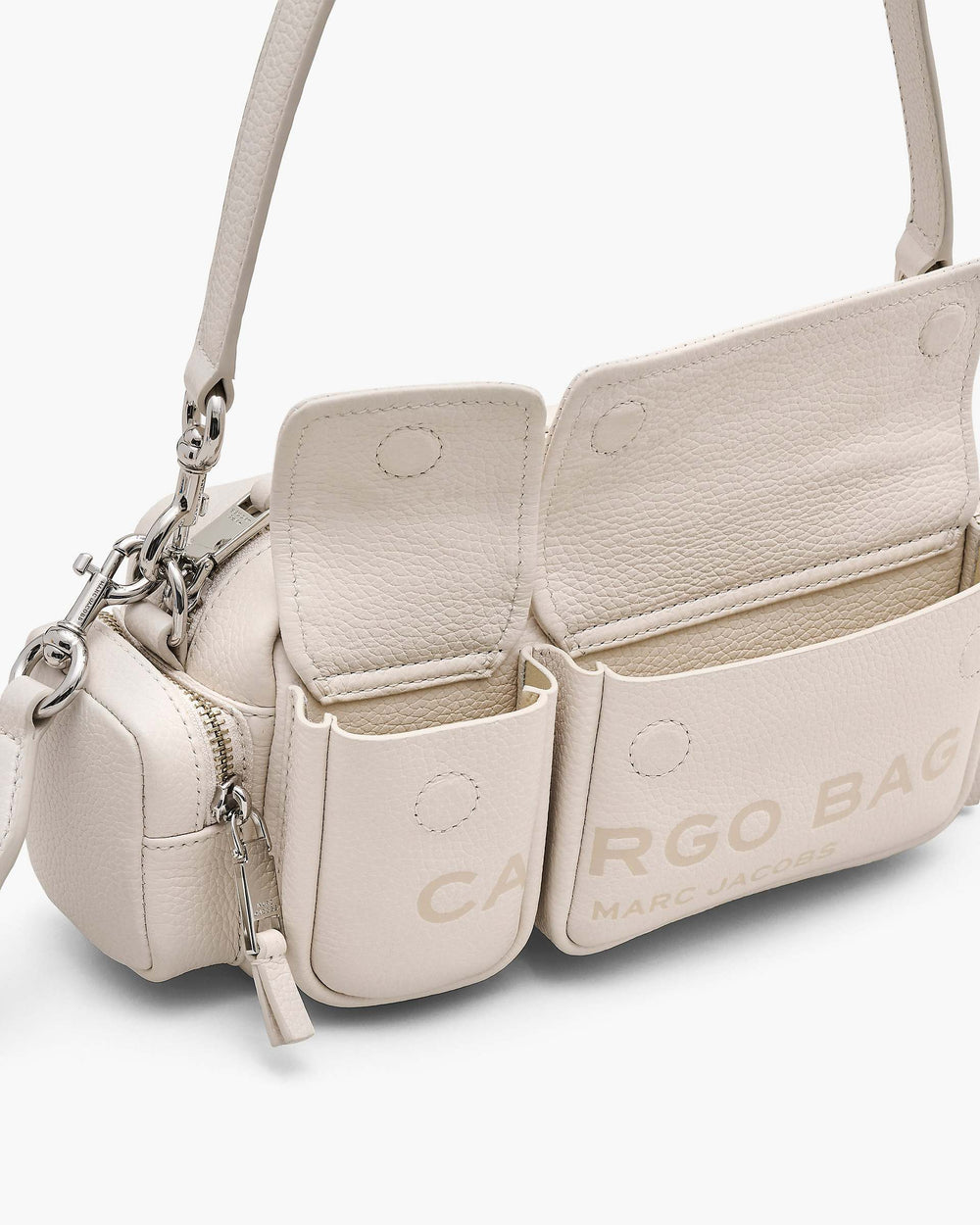 The Leather Cargo Bag - Cotton/Silver