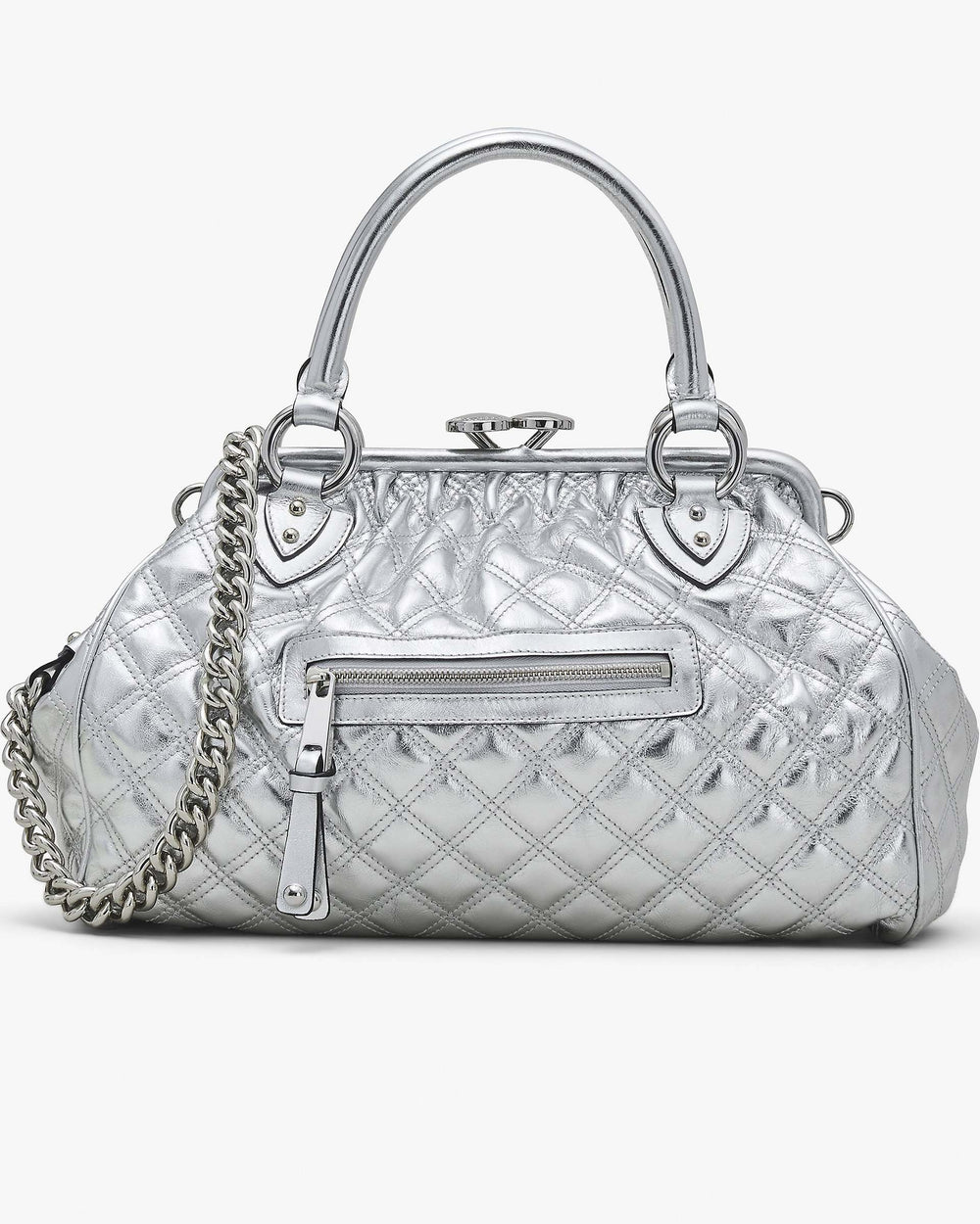 Re-Edition Quilted Metallic Leather Stam Bag - Silver