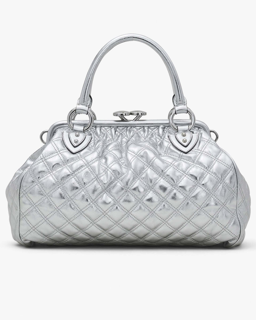 Re-Edition Quilted Metallic Leather Stam Bag - Silver