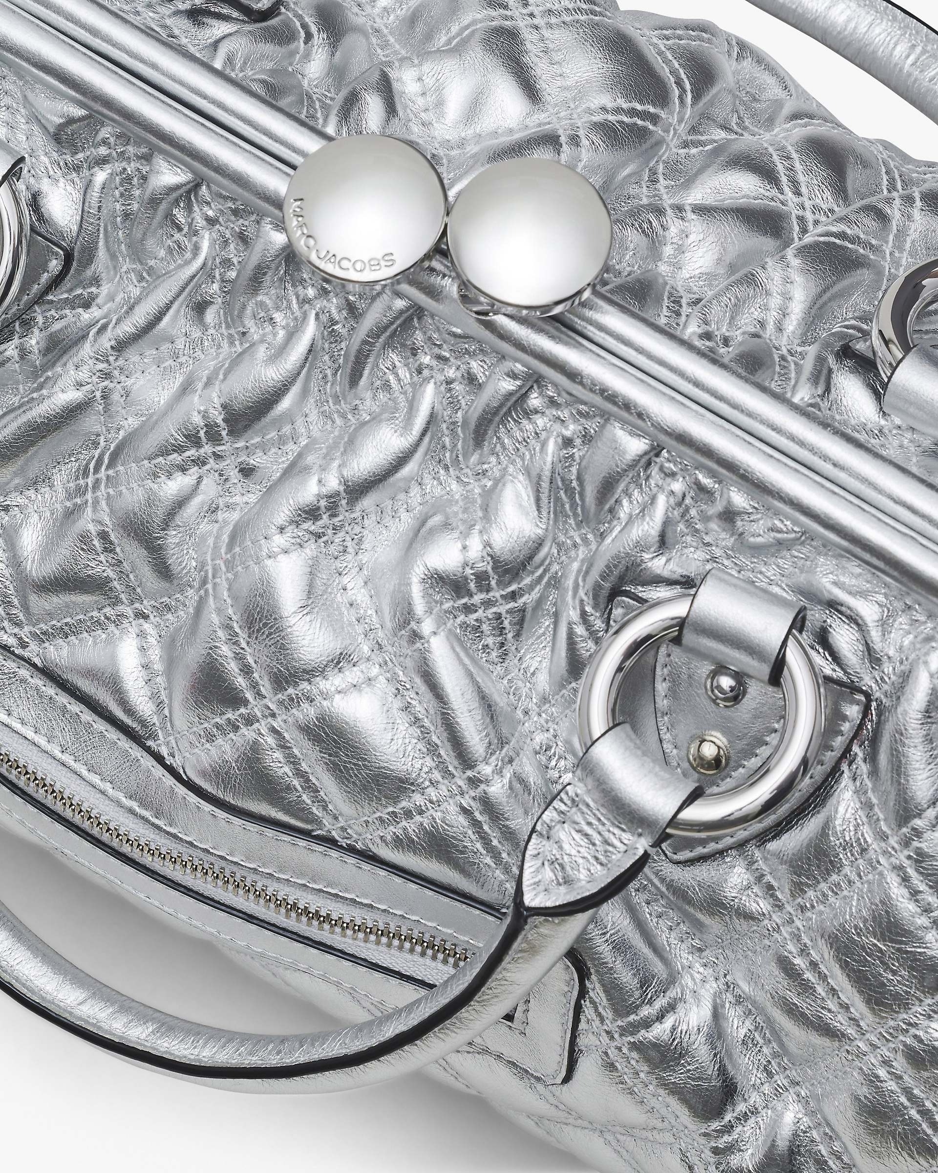 Re-Edition Quilted Metallic Leather Stam Bag - Silver