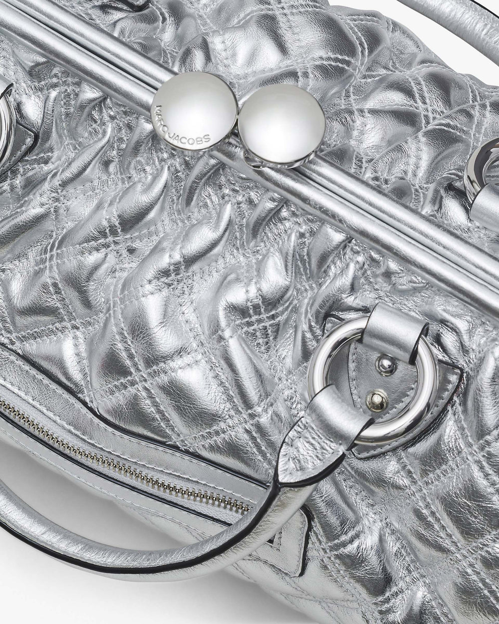 Re-Edition Quilted Metallic Leather Stam Bag - Silver