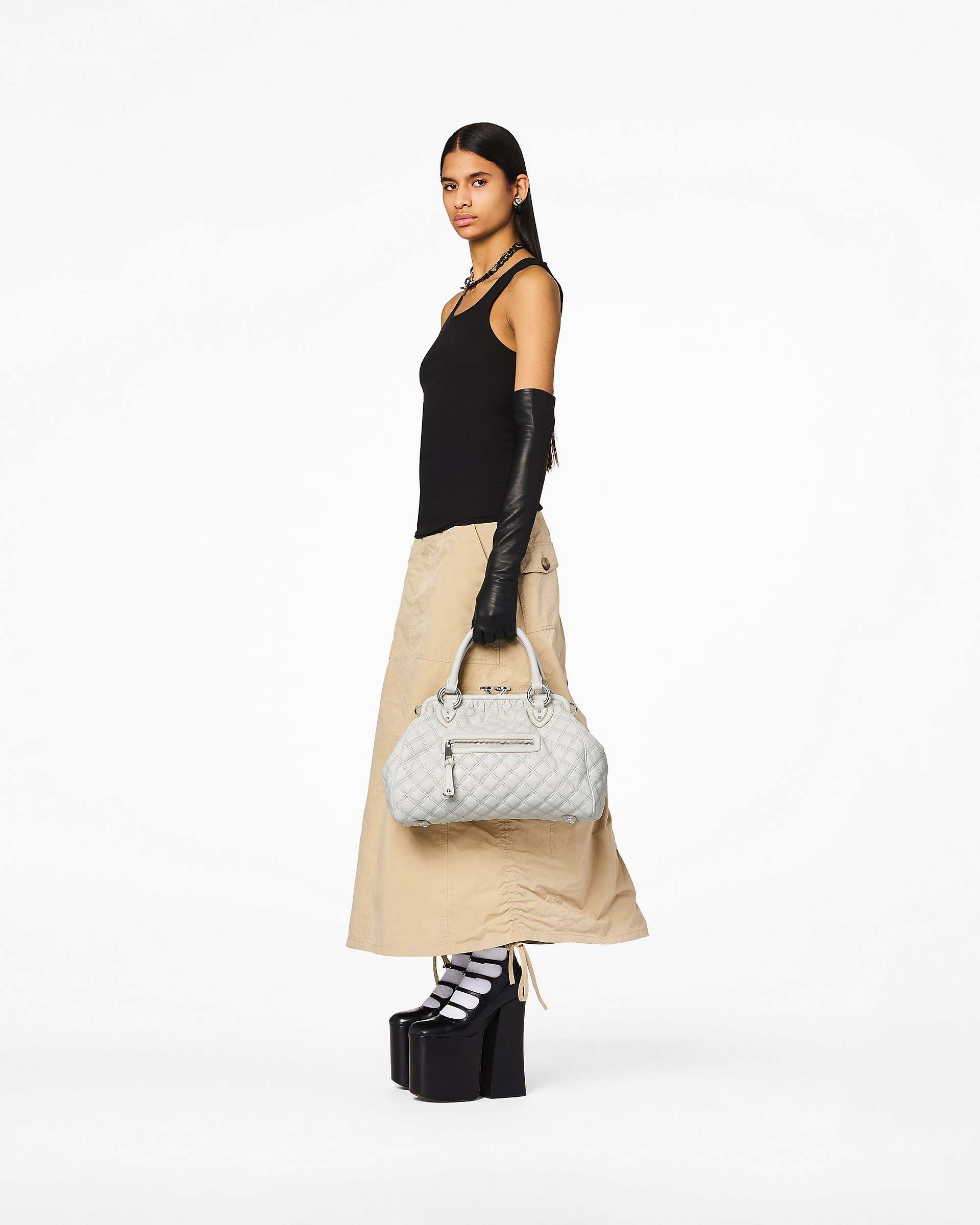 Re-Edition Quilted Leather Stam Bag - Cloud White