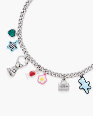 The Sticker Charm Necklace - Silver Multi