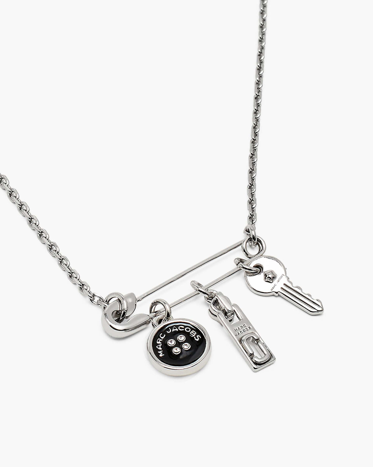 Button Charm Necklace - Silver/Black