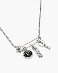 Button Charm Necklace - Silver/Black
