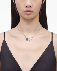 Button Charm Necklace - Silver/Black