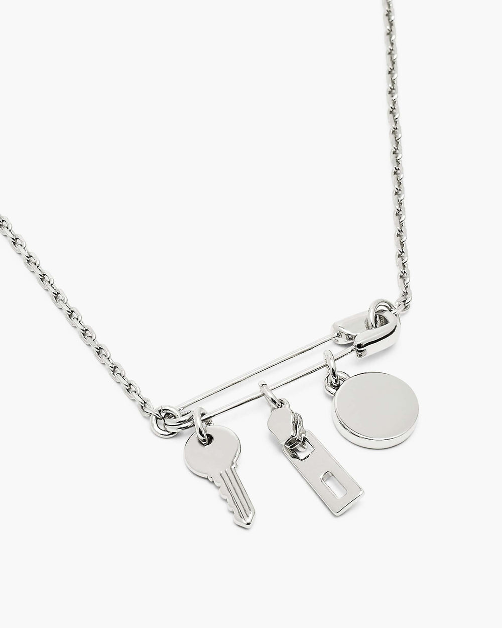 Button Charm Necklace - Silver/Black