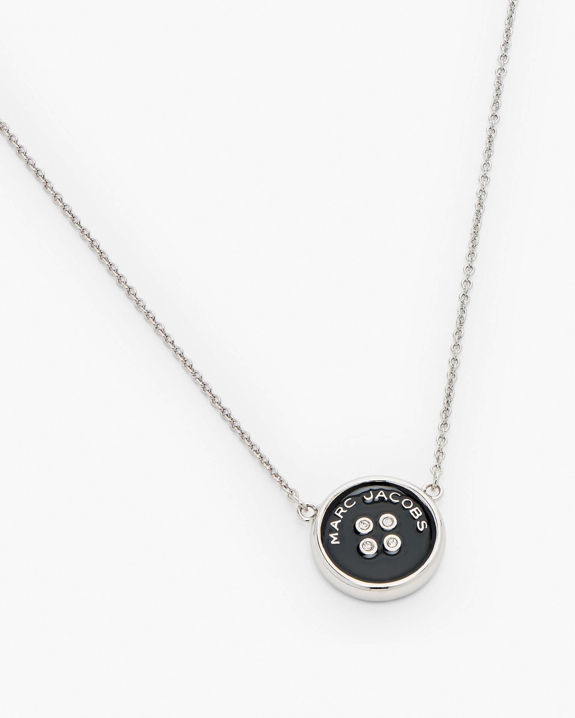 The Button Pendant Necklace - Silver/Black