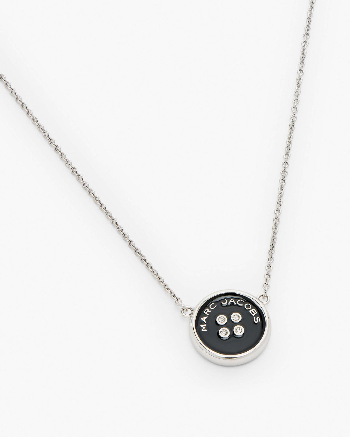 The Button Pendant Necklace - Silver/Black