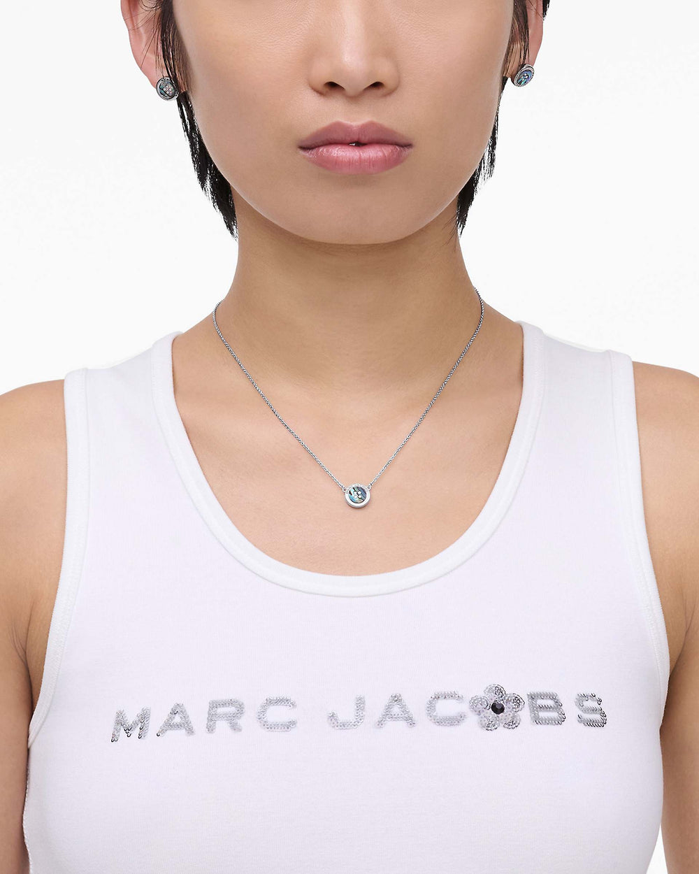 The Button Abalone Necklace - Silver/Abalone