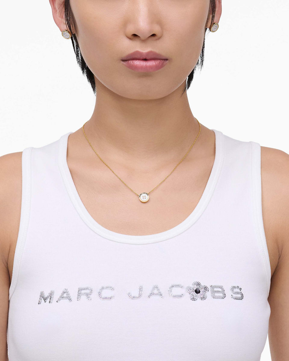 The Button Mother Of Pearl Necklace - Gold/Mop