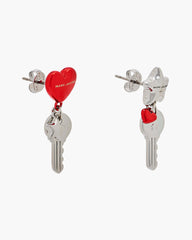 The Balloon Charm Earrings - Silver/Red