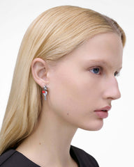 The Balloon Charm Earrings - Silver/Red